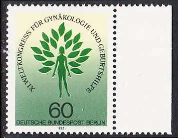 BERLIN 1985 Michel-Nummer 742 postfrisch EINZELMARKE RAND rechts - Weltkongress der Internationalen Gesellschaft für Gynäkölpgie und Geburtshilfe (FIGO), Berlin