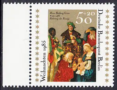 BERLIN 1985 Michel-Nummer 749 postfrisch EINZELMARKE RAND links - Weihnachten