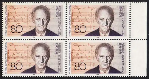 BERLIN 1986 Michel-Nummer 750 postfrisch BLOCK RÄNDER rechts - Wilhelm Furtwängler, Dirigent und Komponist