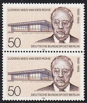 BERLIN 1986 Michel-Nummer 753 postfrisch vert.PAAR - Ludwig Mies van der Rohe, Architekt