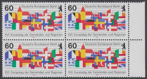 BERLIN 1986 Michel-Nummer 758 postfrisch BLOCK RÄNDER rechts - Europatag der Gemeinden und Regionen, Berlin