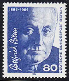 BERLIN 1986 Michel-Nummer 760 postfrisch EINZELMARKE - Gottfried Benn, Dichter