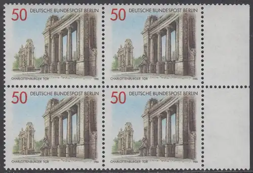 BERLIN 1986 Michel-Nummer 761 postfrisch BLOCK RÄNDER rechts - Portale und Tore in Berlin: Charlottenburger Tor