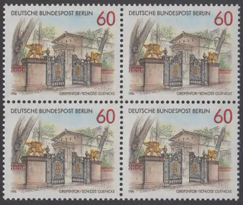 BERLIN 1986 Michel-Nummer 762 postfrisch BLOCK - Portale und Tore in Berlin: Greifentor, Schloss Glienicke