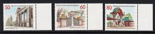 BERLIN 1986 Michel-Nummer 761-763 postfrisch SATZ(3) EINZELMARKEN RÄNDER rechts - Portale und Tore in Berlin