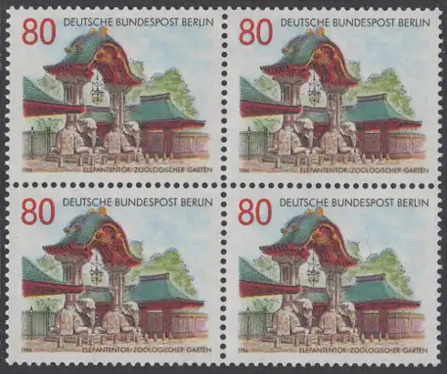 BERLIN 1986 Michel-Nummer 763 postfrisch BLOCK - Portale und Tore in Berlin: Elefantentor, Zoologischer Garten