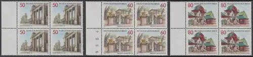 BERLIN 1986 Michel-Nummer 761-763 postfrisch SATZ(3) BLÖCKE RÄNDER links (b) - Portale und Tore in Berlin