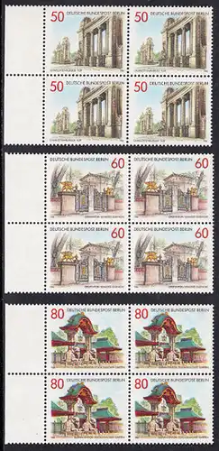 BERLIN 1986 Michel-Nummer 761-763 postfrisch SATZ(3) BLÖCKE RÄNDER links (a) - Portale und Tore in Berlin