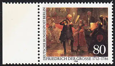 BERLIN 1986 Michel-Nummer 764 postfrisch EINZELMARKE RAND links - König Friedrich der Große von Preußen