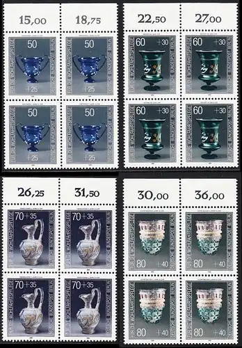 BERLIN 1986 Michel-Nummer 765-768 postfrisch SATZ(4) BLÖCKE RÄNDER oben - Kostbare Gläser