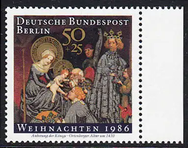 BERLIN 1986 Michel-Nummer 769 postfrisch EINZELMARKE RAND rechts - Weihnachten