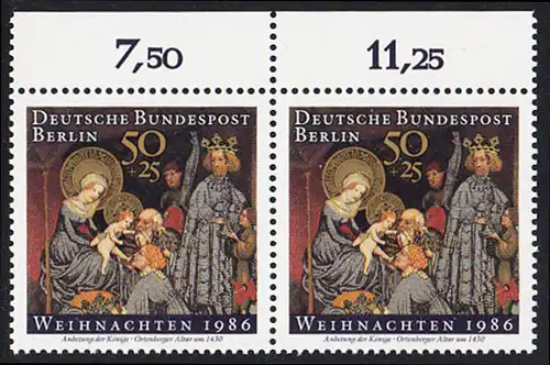 BERLIN 1986 Michel-Nummer 769 postfrisch horiz.PAAR RAND oben - Weihnachten
