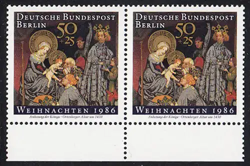 BERLIN 1986 Michel-Nummer 769 postfrisch horiz.PAAR RAND unten - Weihnachten