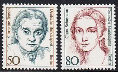 BERLIN 1986 Michel-Nummer 770-771 postfrisch SATZ(2) EINZELMARKEN - Frauen der deutschen Geschichte: Christine Teusch, Politikerin / Clara Schumann, Pianistin