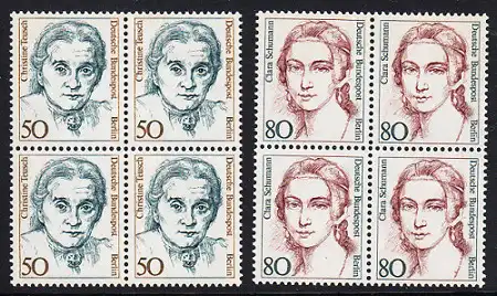 BERLIN 1986 Michel-Nummer 770-771 postfrisch SATZ(2) BLÖCKE - Frauen der deutschen Geschichte: Christine Teusch, Politikerin / Clara Schumann, Pianistin