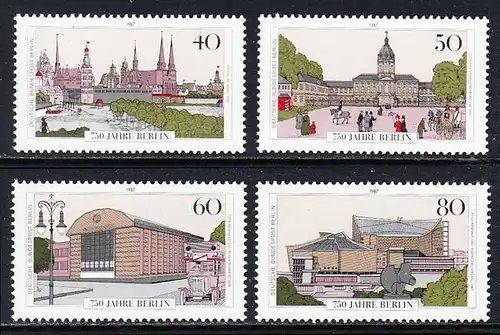 BERLIN 1987 Michel-Nummer 772-775 postfrisch SATZ(4) EINZELMARKEN - 750 Jahre Berlin