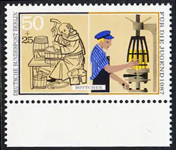 BERLIN 1987 Michel-Nummer 780 postfrisch EINZELMARKE RAND unten - Handwerksberufe: Böttcher