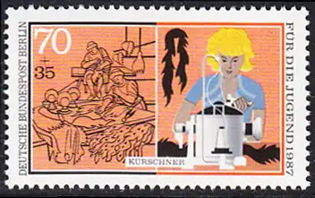 BERLIN 1987 Michel-Nummer 782 postfrisch EINZELMARKE - Handwerksberufe: Kürschner