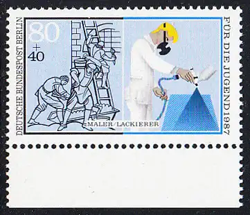 BERLIN 1987 Michel-Nummer 783 postfrisch EINZELMARKE RAND unten - Handwerksberufe: Maler/Lackierer