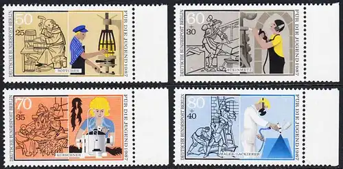 BERLIN 1987 Michel-Nummer 780-783 postfrisch SATZ(4) EINZELMARKEN RÄNDER rechts - Handwerksberufe