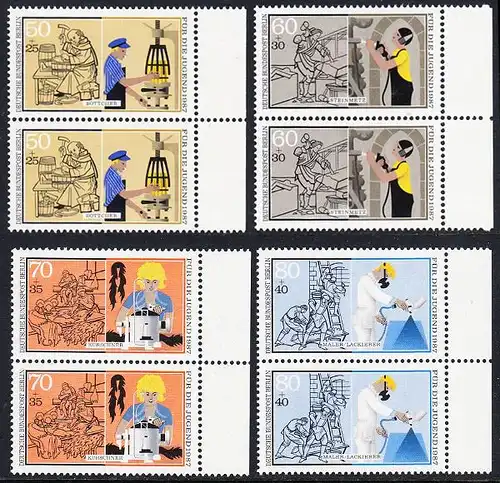 BERLIN 1987 Michel-Nummer 780-783 postfrisch SATZ(4) vert.PAARE RÄNDER rechts - Handwerksberufe