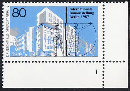 BERLIN 1987 Michel-Nummer 785 postfrisch EINZELMARKE ECKRAND unten rechts (FN/a) - Internationale Bauausstellung (IBA), Berlin