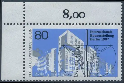 BERLIN 1987 Michel-Nummer 785 postfrisch EINZELMARKE ECKRAND oben links - Internationale Bauausstellung (IBA), Berlin