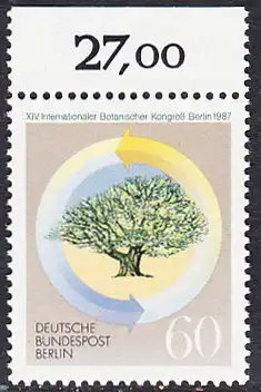 BERLIN 1987 Michel-Nummer 786 postfrisch EINZELMARKE RAND oben (c) - Internationaler Botanischer Kongress, Berlin