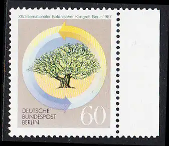 BERLIN 1987 Michel-Nummer 786 postfrisch EINZELMARKE RAND rechts - Internationaler Botanischer Kongress, Berlin