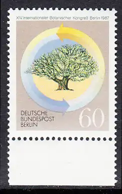 BERLIN 1987 Michel-Nummer 786 postfrisch EINZELMARKE RAND unten - Internationaler Botanischer Kongress, Berlin