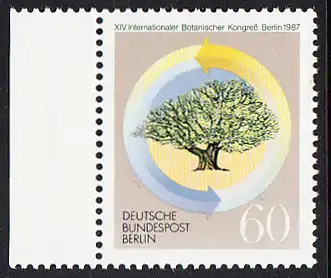 BERLIN 1987 Michel-Nummer 786 postfrisch EINZELMARKE RAND links - Internationaler Botanischer Kongress, Berlin