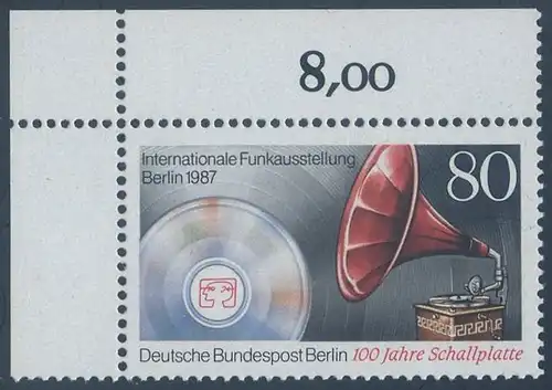 BERLIN 1987 Michel-Nummer 787 postfrisch EINZELMARKE ECKRAND oben links - Internationale Funkausstellung (IFA), Berlin