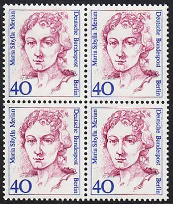 BERLIN 1987 Michel-Nummer 788 postfrisch BLOCK - Frauen der deutschen Geschichte: Maria Sibylla Merian, Blumen- und Insektenmalerei