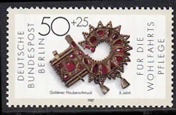 BERLIN 1987 Michel-Nummer 789 postfrisch EINZELMARKE - Gold- und Silberschmiedekunst: Goldener Haubenschmuck