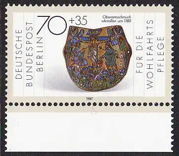 BERLIN 1987 Michel-Nummer 791 postfrisch EINZELMARKE RAND unten - Gold- und Silberschmiedekunst: Oberarmschmuck Armilla