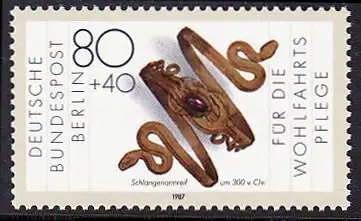 BERLIN 1987 Michel-Nummer 792 postfrisch EINZELMARKE - Gold- und Silberschmiedekunst:: Schlangenarmreif