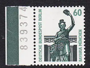 BERLIN 1987 Michel-Nummer 795 postfrisch EINZELMARKE RAND links (BZ) - Sehenswürdigkeiten: Bavaria, München
