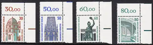 BERLIN 1987 Michel-Nummer 793-796 postfrisch SATZ(4) EINZELMARKEN ECKRÄNDER oben rechts - Sehenswürdigkeiten