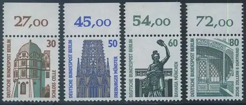 BERLIN 1987 Michel-Nummer 793-796 postfrisch SATZ(4) EINZELMARKEN RÄNDER unten - Sehenswürdigkeiten