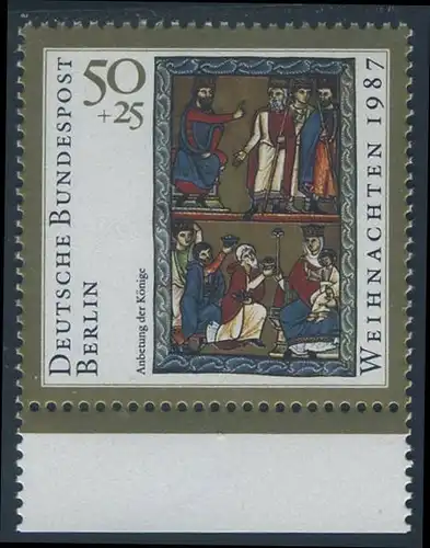 BERLIN 1987 Michel-Nummer 797 postfrisch EINZELMARKE RAND unten - Weihnachten