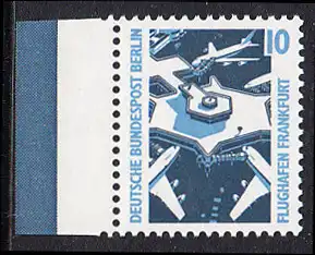 BERLIN 1988 Michel-Nummer 798 postfrisch EINZELMARKE RAND links - Sehenswürdigkeiten: Flughafen Frankfurt/Main