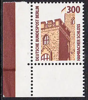 BERLIN 1988 Michel-Nummer 799 postfrisch EINZELMARKE ECKRAND unten links - Sehenswürdigkeiten: Hambacher Schloss