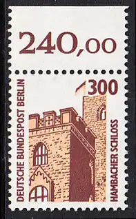 BERLIN 1988 Michel-Nummer 799 postfrisch EINZELMARKE RAND oben (b) - Sehenswürdigkeiten: Hambacher Schloss