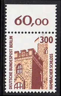 BERLIN 1988 Michel-Nummer 799 postfrisch EINZELMARKE RAND oben (a) - Sehenswürdigkeiten: Hambacher Schloss