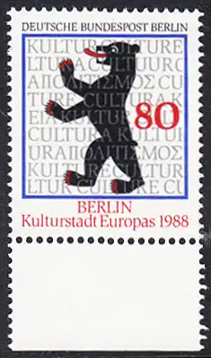 BERLIN 1988 Michel-Nummer 800 postfrisch EINZELMARKE RAND unten - Berlin, Kulturhauptstadt Europas 1988