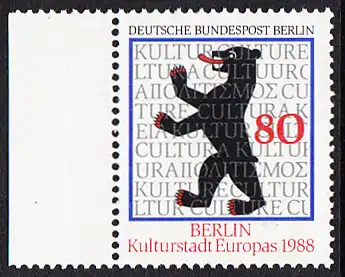 BERLIN 1988 Michel-Nummer 800 postfrisch EINZELMARKE RAND links - Berlin, Kulturhauptstadt Europas 1988