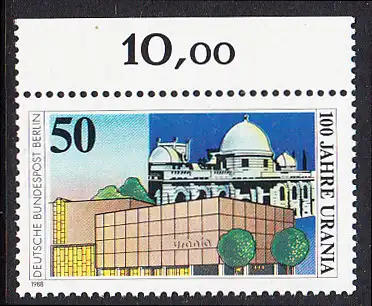 BERLIN 1988 Michel-Nummer 804 postfrisch EINZELMARKE RAND oben (a) - Urania Berlin, Volkssternwarte und Planetarium
