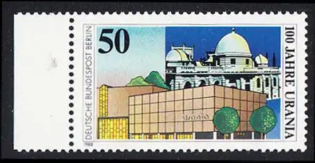 BERLIN 1988 Michel-Nummer 804 postfrisch EINZELMARKE RAND links - Urania Berlin, Volkssternwarte und Planetarium