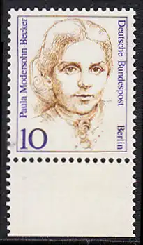 BERLIN 1988 Michel-Nummer 806 postfrisch EINZELMARKE RAND unten - Frauen der deutschen Geschichte: Paula Modersohn-Becker, Malerin