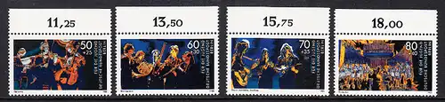 BERLIN 1988 Michel-Nummer 807-810 postfrisch SATZ(4) EINZELMARKEN RÄNDER oben (b) - Wettbewerb Jugend musiziert